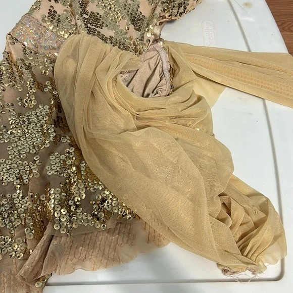 Gold draped skirt dance costume lyrical - Picture 8 of 13